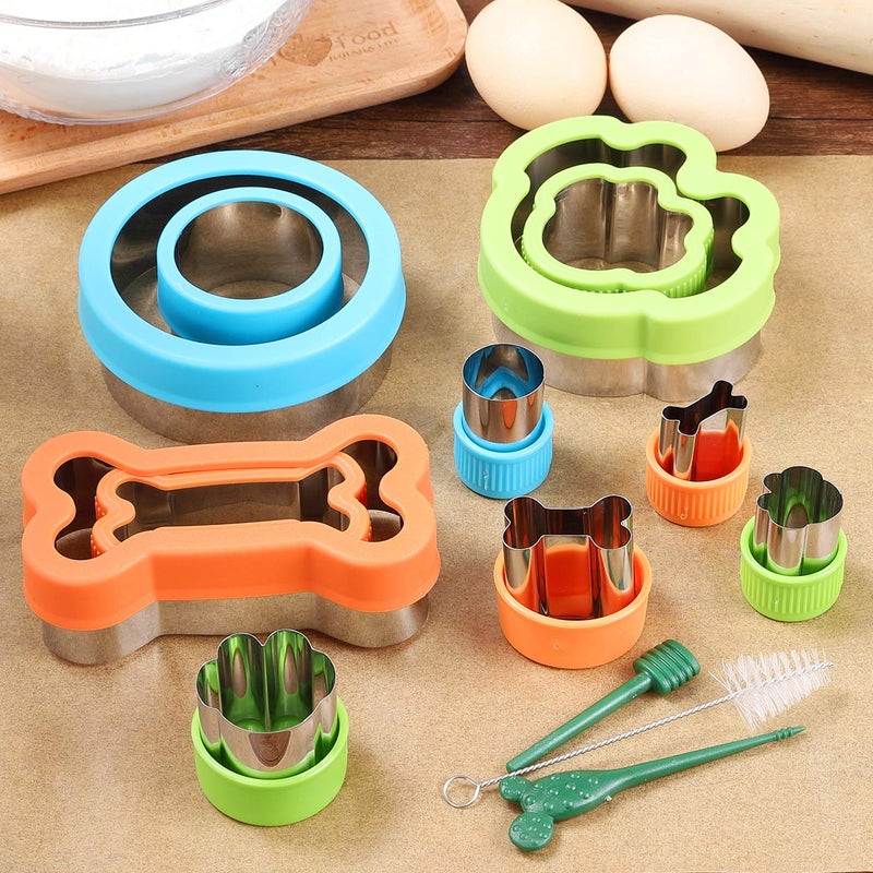 CECIAOAIME Dog Bone Cookie Cutter set - 4 Dog Bone 4 Footprint 3 Round Biscuit Cutters Sandwiches Cutter Set Different Sizes Mini Small Medium Big - Image 3
